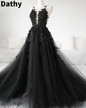 Модные Готические Черные Платья Для выпускного Вечера Vestidos De Fiesta Elegantes Para Mujer 2023, Сексуальные Платья А-силуэта с разрезом по бокам И Высокой спинкой