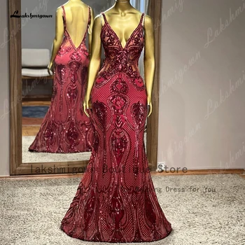 Лакшмигаун, Блестящие бордовые вечерние платья Русалки для женщин 2023, для особых случаев, сексуальные платья для выпускного вечера с открытой спиной