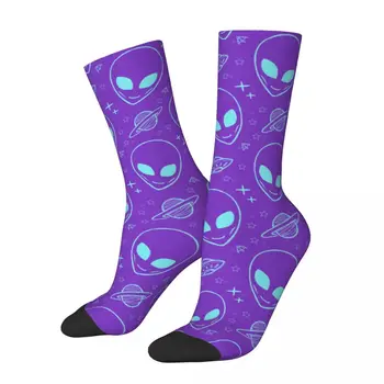Забавные Фиолетовые Чужеродные Баскетбольные Носки Из Полиэстера Средней Длины для Унисекс-Нескользящих Носков