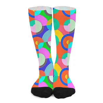 Красочные носки с геопринтом, осенние чулки с несколькими кругами, женские теплые мягкие носки Kawaii, изготовленные на заказ Носки для защиты от пота для скейтборда