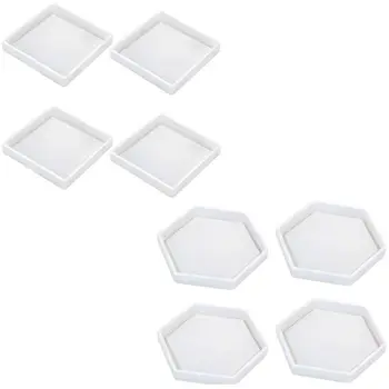 Силиконовые формы для подставок LJL-8 упаковок, формы из силиконовой смолы, формы из прозрачной эпоксидной смолы в виде шестиугольника и квадрата