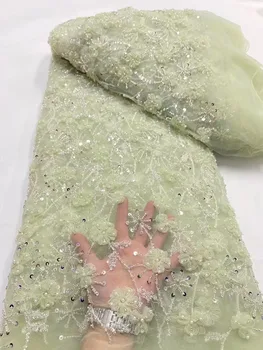 Высококачественная Африканская Нигерийская кружевная ткань с 3D аппликацией в виде цветка для свадьбы С вышивкой жениха блестками, французская кружевная ткань