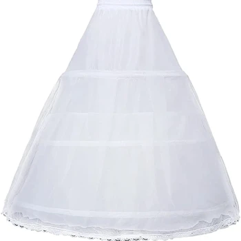 Фатиновая пышная нижняя юбка с кринолином, завязками на талии, Вечернее свадебное платье полуприлегающей длины