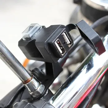 Двойной USB-порт 12V, водонепроницаемое зарядное устройство для руля мотоцикла, 5V 1A/ 2.1A, штекер адаптера питания для мобильного телефона