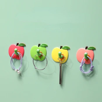 4 Шт. Самоклеящийся крючок Без перфорации, цвет в форме яблока, Прочный настенный крючок для ящика для хранения в кухне и ванной комнате