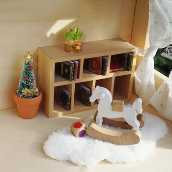 Сделай сам Игрушечный Кукольный Домик Шкаф Книжный Шкаф Маленькая Деревянная мебель Модель гостиной Украшение сцены для учебы