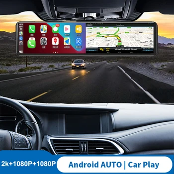 12-Дюймовый Портативный Беспроводной Apple CarPlay Android 2k Auto Multimedia Bluetooth Навигация Камера Заднего Вида Рекордер Мониторинг парковки