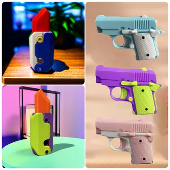 3D-печатная модель, мини-игрушечный нож для гравитационного прыжка, Детская игрушка для снятия стресса, Рождественский подарок, пистолет, не стреляющая пуля, игрушка-редиска