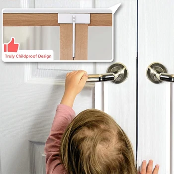 Металлический двойной дверной замок - Двойные дверные замки безопасности для детей Не допускают попадания малышей, кошек и собак в шкафы, тумбочки
