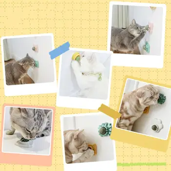 Игрушки для кошек для мебели Способствуют пищеварению, игрушка-шарик из кошачьей мяты, приклеивающийся дизайн, освежает дыхание, скрежещущий зубами мультяшный кот, игрушка-кошка