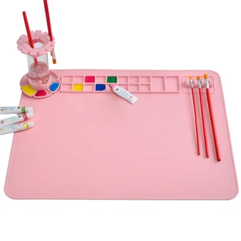Съемная чашка розового цвета, многоразовый складной моющийся силиконовый коврик для рисования для детей, литье из смолы, поделки, коврик для рисования