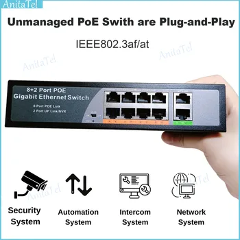 POE Гигабитный Коммутатор Ethernet Активный Сетевой Коммутатор Добавить Источник Питания Ethernet 10/100/1000 Мбит/с IP-Камера Беспроводная Точка Доступа VLAN Функция