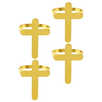 Кольцо для Салфеток С Крестом, Золотые Кольца Для Рождественских Салфеток, Религиозные Пряжки, Украшения Для Христианской Сцены Святой Ночи Иисуса