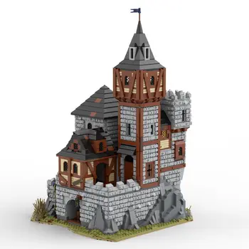 Модель средневекового замка с внутренним модульным зданием 4228 деталей MOC Build