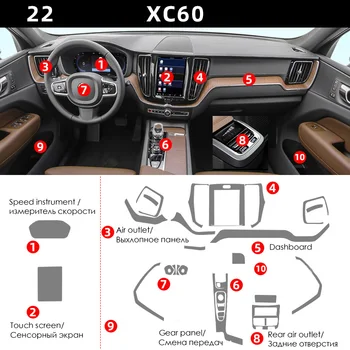 TPU для Volvo XC60 Прозрачная Защитная Пленка Наклейка Интерьера Автомобиля Центральный Механизм Управления Дверью Воздушная Приборная Панель Панель Рулевого Колеса