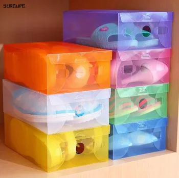 10шт детей/женщин/мужчин прозрачная цветная пластиковая коробка для магазина обуви складная коробка рамка