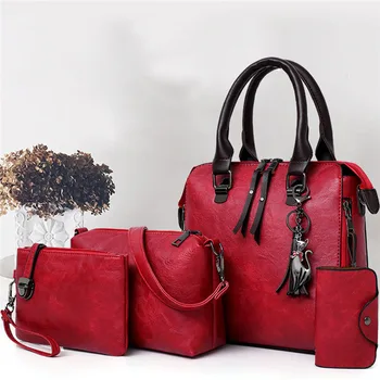 Роскошные брендовые женские сумки, сумка через плечо, кошельки, комплект из 4 предметов, сумка-мессенджер большой емкости, Женская кожаная сумка-тоут для женщин