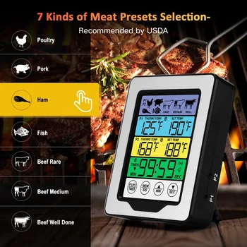 1 ШТ. Внутренний и наружный термометр для приготовления мяса в духовке с двойным зондом, барбекю, кухонный термометр для приготовления пищи, пластиковый термометр для приготовления пищи