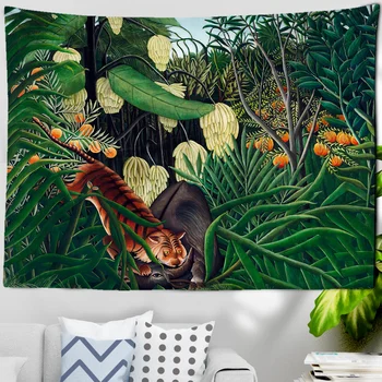 Гобелен King of the Forest Tiger, настенное украшение с изображением лесных животных, Пейзаж тропического леса, Домашний декор