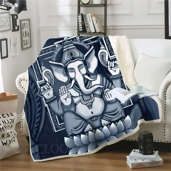 Утолщенное одеяло Бог Мудрости Ганеша, одеяло с 3D-принтом, кровати для офисных одеял, Модное двухслойное одеяло для взрослых, стиль мечты
