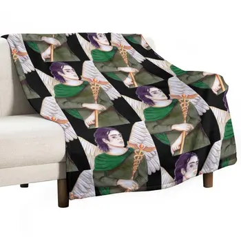 Архангел Рафаил Целитель- Черное покрывало для дивана, Тонкое мохнатое одеяло, одеяла для кровати