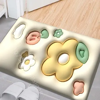 3D цветочный коврик для ванной, суперпоглощающий ковер, Визуальный водонепроницаемый ковер, декор для гостиной, спальни, входа, Нескользящий пол Из диатомовой грязи