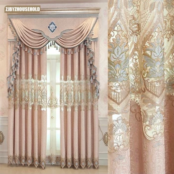 Шторы в европейском стиле для гостиной спальни столовой Роскошные Изготовленные на Заказ шторы из синели с полой вышивкой Макраме Тюлевая Драпировка