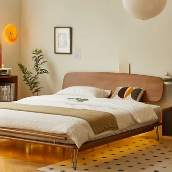 Твердая деревянная кровать 1,5 м мебель, небольшая спальня, спальня 1 .8м кровать