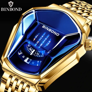 Binbond Топ Люксовый Бренд Тренд Крутые Мужские Наручные Часы Технология Нержавеющей Стали Модные Кварцевые Часы Для Мужчин JiChe01