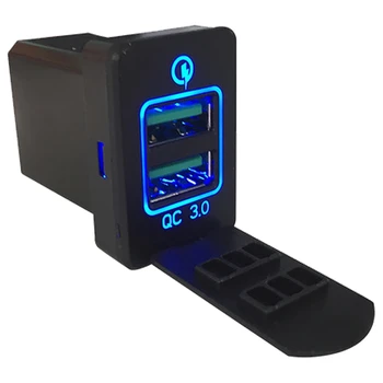 Автомобильная быстрая зарядка 3 порта зарядки Зарядное Устройство с двойным USB-адаптером для Mitsubishi Outlander 3 2018 2019 Синий свет