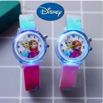 Disney Princess ElsaFashion Детские часы для девочек Силиконовый ремешок Мультяшные Легкие Детские наручные часы ClockGift reloj infantil
