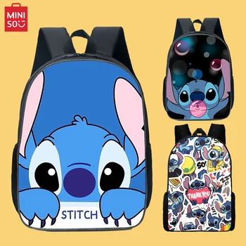 Miniso Disney Stitch Backpack Школьная Сумка с Аниме Принтом, Ранец и Сумка Для Ручек, Студенческий Рюкзак из Трех Частей для Учащихся Начальных классов