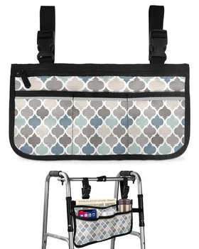 Темно-серая Сафьяновая геометрическая сумка для инвалидной коляски с карманами, подлокотники, боковые сумки, Прогулочная рама для электрического скутера, сумка для хранения