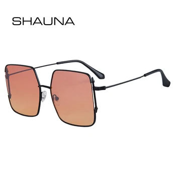 SHAUNA Новые солнцезащитные очки в металлической оправе в стиле ретро большого размера, женские модные оттенки UV400, градиентные мужские роскошные солнцезащитные очки