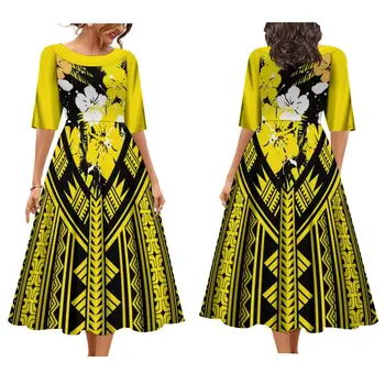 2023 Новый Дизайн Тихоокеанский Этнический Стиль Платье С Круглым воротником Плюс Размер 8xl Женское Вечернее Платье Бесплатная Доставка
