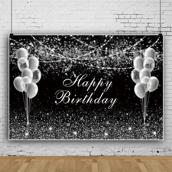 Laeacco С Днем Рождения, Фото Фон, Серебряные воздушные шары, блестящий световой декор, баннер, Персонализированный плакат, фотографические фоны