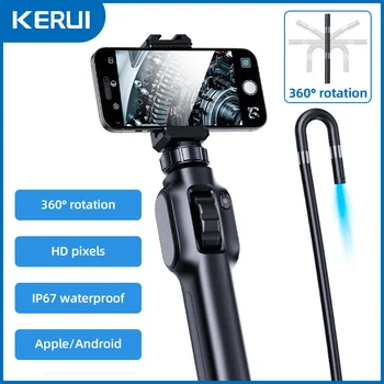 KERUI 8 мм 2-Мегапиксельная Промышленная Эндоскопическая Камера с Вращением на 360 градусов Камера Для Осмотра Автомобилей с 8 Светодиодными Лампами Бороскоп для Android/IOS