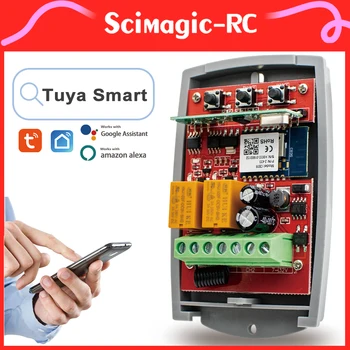 Tuya WIFI 2CH Универсальный Модуль Приемника Гаражных ворот 433 МГц Работает С приложением Tuya SmartLife Alexa и радиочастотным Пультом Дистанционного Управления 433,92 МГц