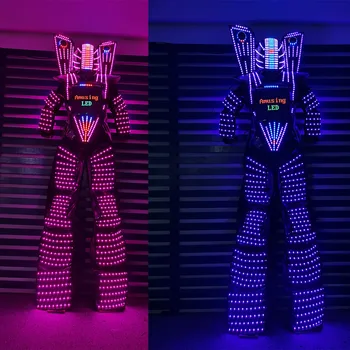 Костюмы светодиодных роботов Светящийся костюм Дэвида Гетты Костюм светодиодного робота с подсветкой kryoman ткань для светодиодных ходулей
