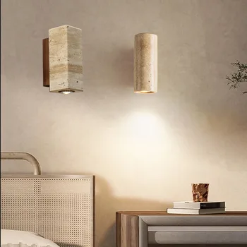 Светодиодный настенный светильник из натурального камня в стиле Ваби-саби, ретро настенный светильник для спальни, дома из массива дерева, Фоновое освещение в коридоре, гостиной