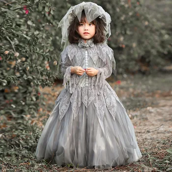 2023 Роскошный Хэллоуин Девушка Призрак Невесты Костюм Пурим Детская Могила Зомби Косплей Маскарадный Костюм