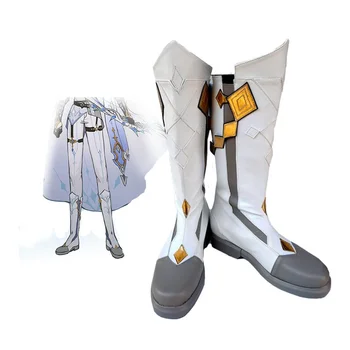 Genshin Impact Tartaglia Косплей Обувь для вечеринки в честь Хэллоуина Белые модные ботинки на заказ