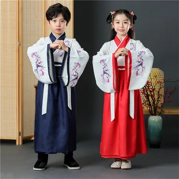 Детский китайский старинный костюм, Официальная одежда для вечеринок Традиционной династии, набор костюмов для народных танцев Ханьфу