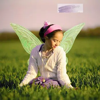 Крылья бабочки лесной феи, детский танцевальный костюм для выступления на сцене, Аксессуары для Карнавала, Корона, Косплей, Крылья Ангела для девочки