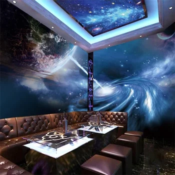 Пользовательские обои в стиле Фэнтези Вселенная для гостиной Обои Звездное Небо Детская комната 3D Роспись стен Бар Крытый потолок KTV