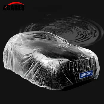 Универсальный прозрачный чехол для автомобиля с эластичной лентой Из полиэтиленового пластика, прозрачный Защитный экран для автомобиля, Автомобильные чехлы на резинке