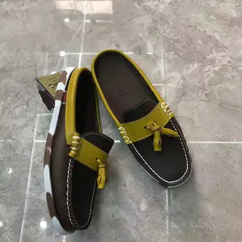 Мужская аутентичная обувь Sebago Docksides - Кожаные туфли-лодочки премиум-класса со шнуровкой и круглым носком, лоферы AB212