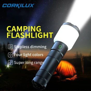 Портативные светодиодные фонари CORKILUX EDC с USB-аккумулятором емкостью 5000 мАч и аккумулятором емкостью 21700 мАч, походная лампа для рыбалки, самообороны