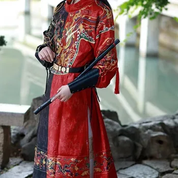 Китайская традиционная одежда Hanfu Tang, халаты с круглым вырезом, Мужчины и женщины, любители летучих рыб CP Носят весенние и осенние халаты