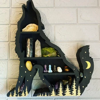 Витрина Wolf Crystal, Деревянный стеллаж для хранения эфирных масел, Настенный декор, Органайзер для гостиной, украшения
